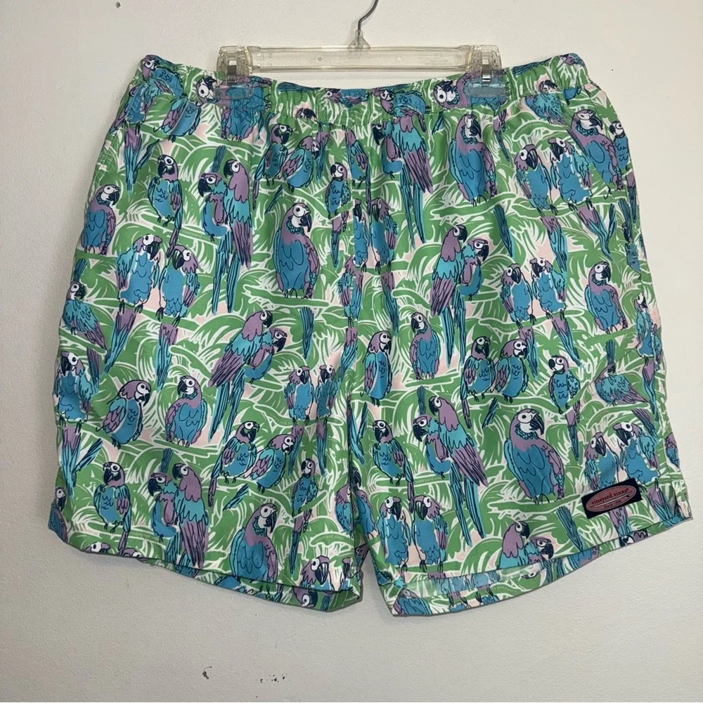 Vineyard Vines Parrot Print Mens Swim Trunks Size XL Mesh Lined 7